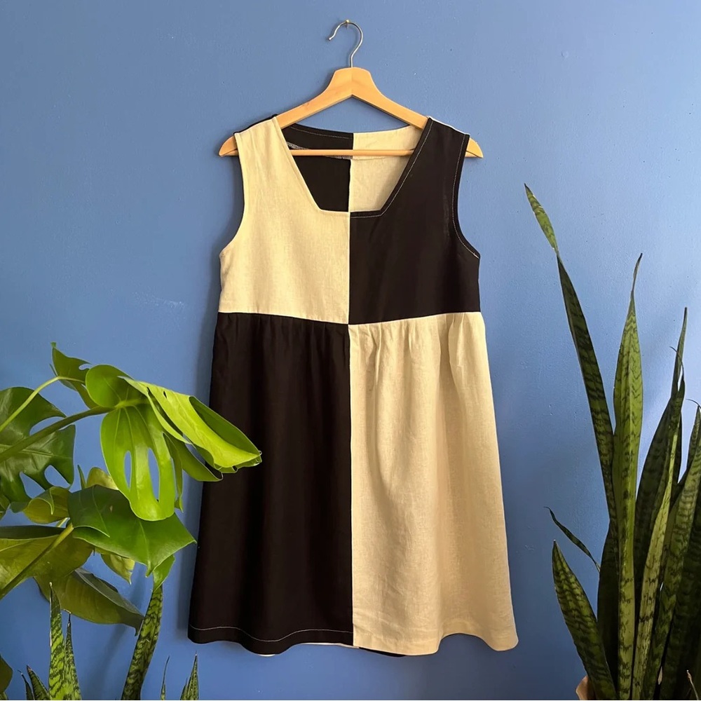 Ersa Fibers Bobbie Dress in black & cream XS